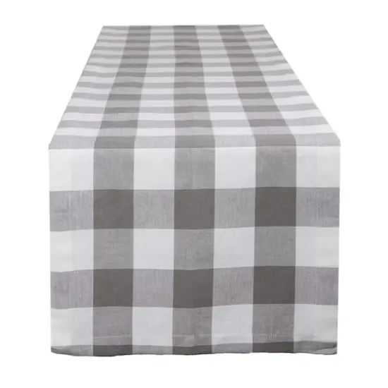 DII&reg; 108" Buffalo Check Table Runner Gray/White {1}