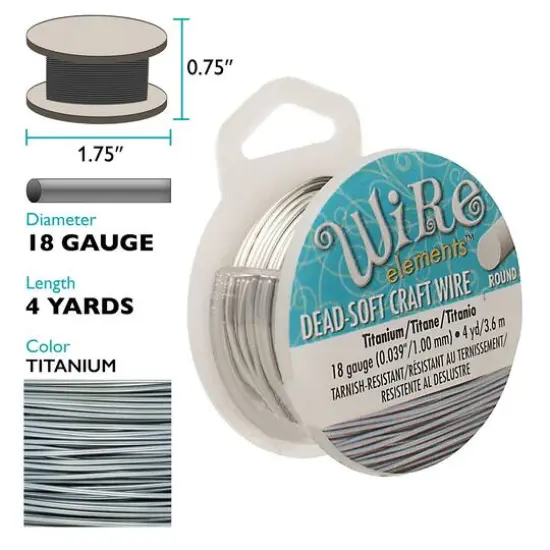 The Beadsmith&reg; Wire Elements&trade; 18 Gauge Tarnish Resistant Round Soft Temper Wire, 4yd.Titanium {5}