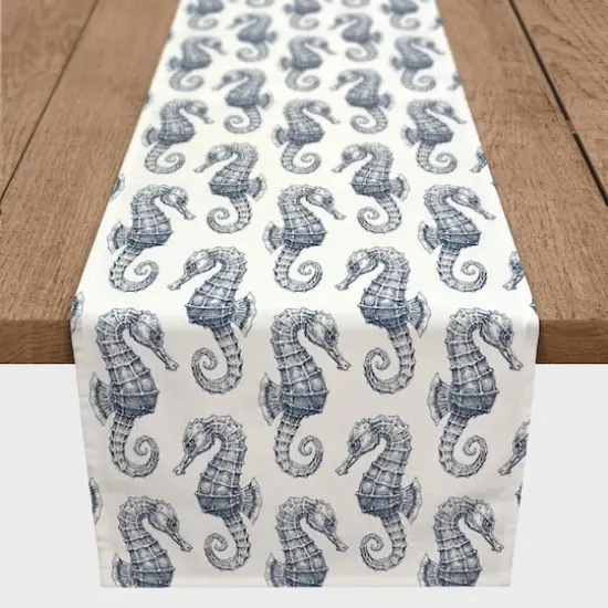 Seahorses Outdoor Table Runner Navy {4}