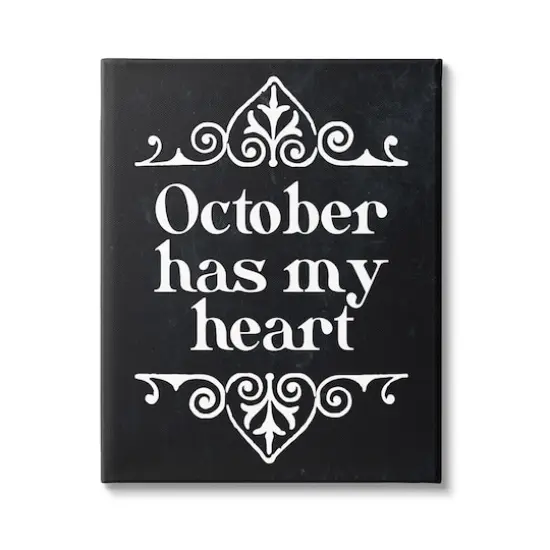 Stupell Industries Black October Has My Heart Canvas Wall Art {1}