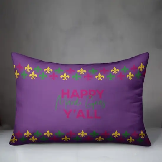 Happy Mardi Gras Throw Pillow {4}