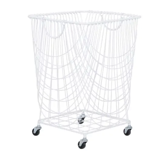 White Iron French Country Storage Cart, 17" x 17" x 17" {4}