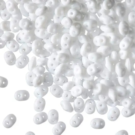 Superduo Two-Hole Czech Glass Beads White {1}