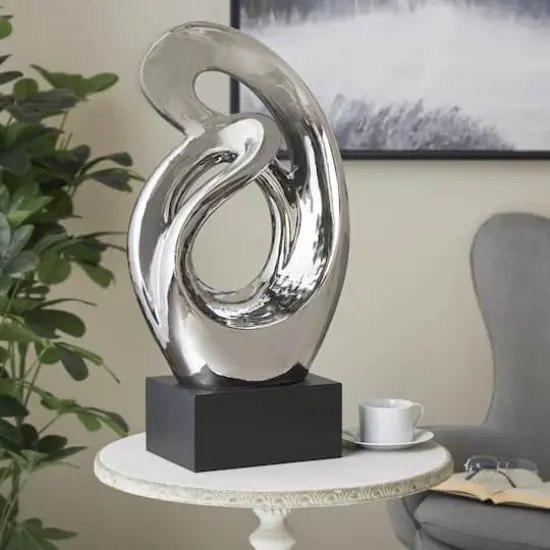 26.5" Silver Abstract Modern Ceramic Sculpture {3}