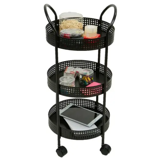 Mind Reader 27" Black 3-Tier Multi-Purpose Metal Utility Cart {5}