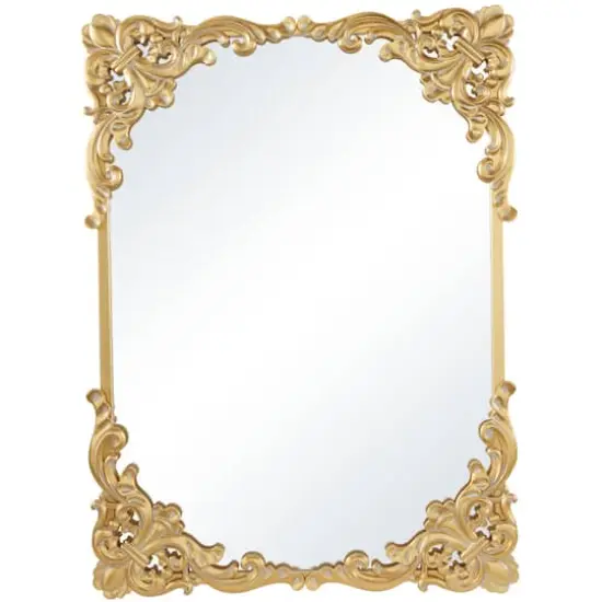 Gold Wood Carved Acanthus Floral Wall Mirror 30" x 2" x 41" {1}