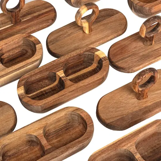 Hello Honey&reg; 5" Acacia Wood Divided Container with Lid {6}