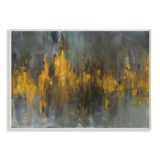 Stupell Industries Black & Gold Abstract Fire Design Wall Plaque {1}