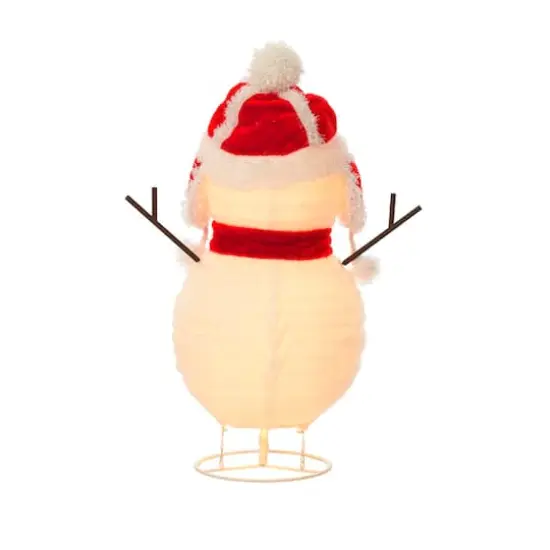 28" Pop-Up Fluffy Snowman Figurine {6}