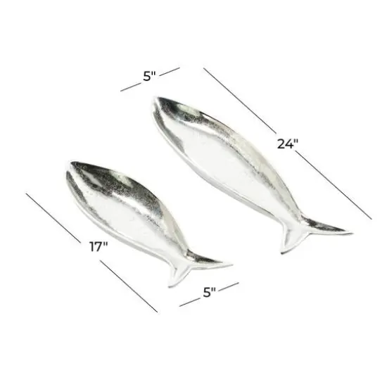 CosmoLiving by Cosmopolitan Aluminum Fish Tray Set Silver {7}