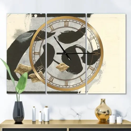 Designart Glam Collage Modern 3 Panel Wall Clock {3}