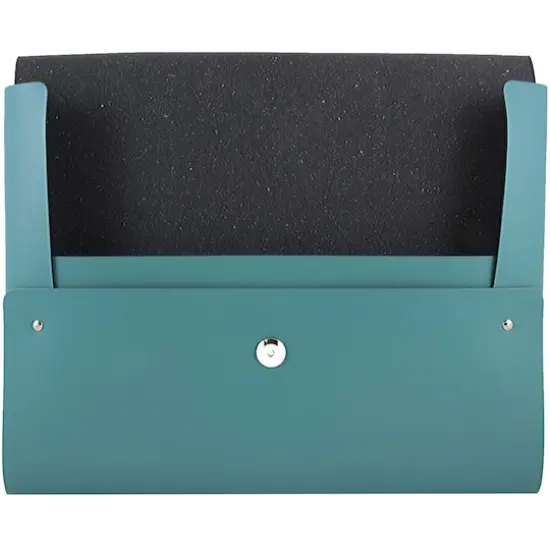 JAM Paper Italian Leather Snap Closure Portfolio Teal {4}