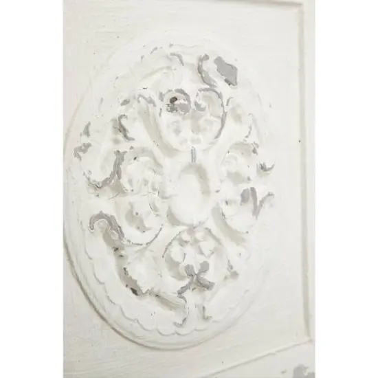 Set of 4 White Fiberglass Vintage Floral Wall Decor, 19" x 19" {4}