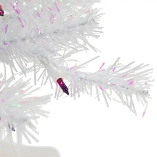 2ft. Pre-Lit White Rockport Pine Artificial Christmas Tree, Purple Lights {3}