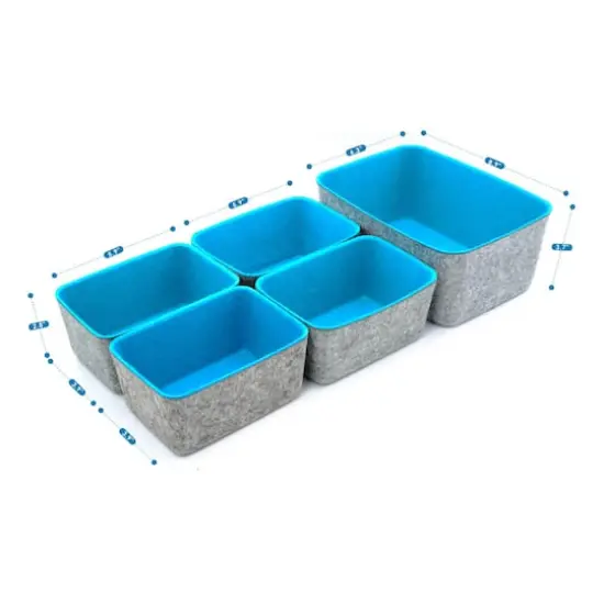 Welaxy Felt 5 Piece Drawer Organizer Bins Turquoise {6}