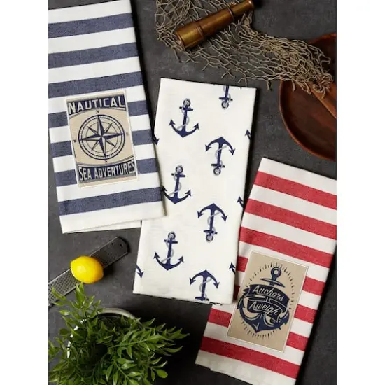 DII&reg; Red, White & Blue Maritime Dishtowel, 3ct. {3}