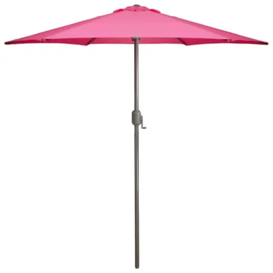 7.5ft. Outdoor Patio Market Umbrella with Hand Crank Pink {1}