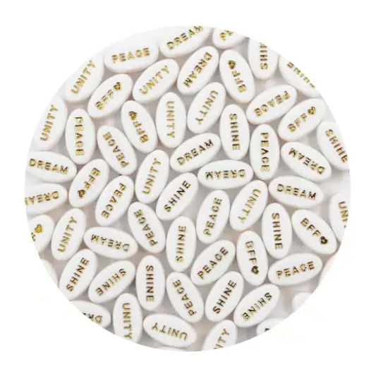 White & Gold Inspirational Word Beads, 60ct. by Creatology&trade; {1}