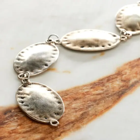 Silver Plated Metal Oval Beads, 33mm by Bead Landing&trade; {3}