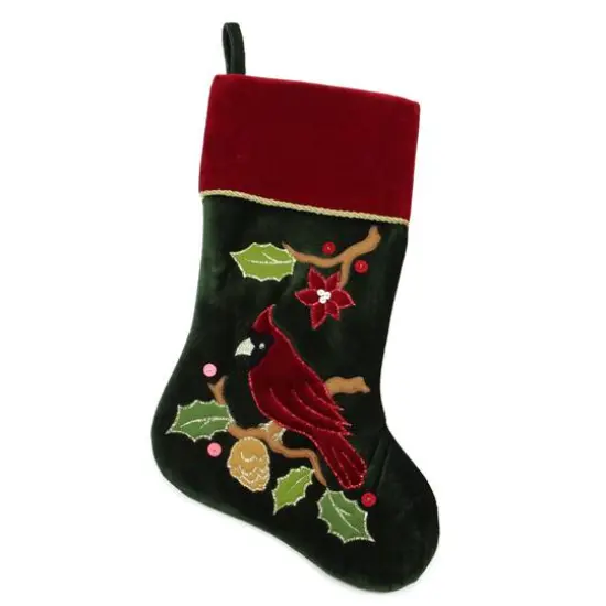 20" Cardinal Applique Christmas Stocking {6}