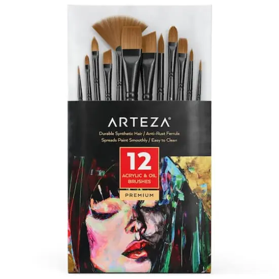 Arteza&reg; Acrylic & Oil 12 Piece Brush Set {1}