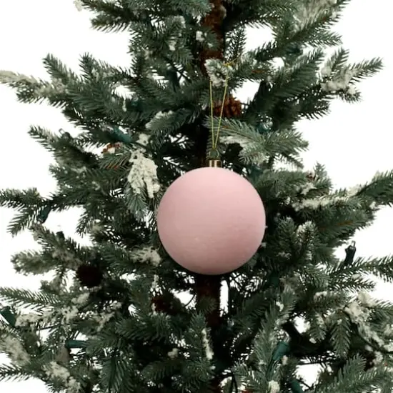 4 Pack 3.8" Flocked Shatterproof Ball Ornaments by Ashland&reg; Pink {4}