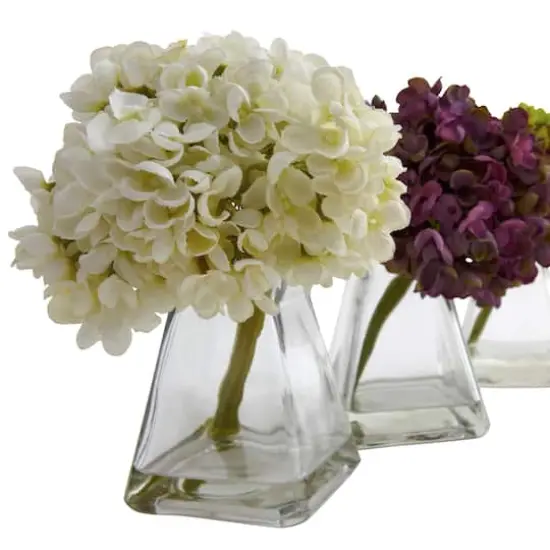 Green, Purple & White Hydrangea with Vase, 3ct. {6}