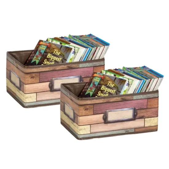 Teacher Created Resources Reclaimed Wood Design Storage Bin, 2ct. {1}