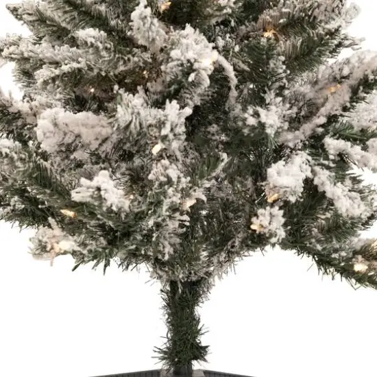 4ft. Pre-Lit Flocked Pine Slim Artificial Christmas Tree, Clear Lights {5}