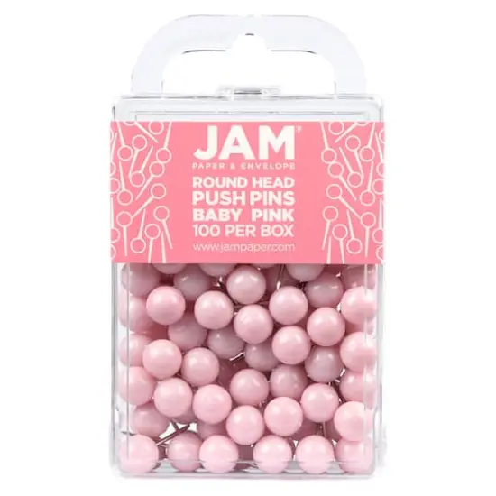 JAM Paper Colorful Round Push Pins, 100ct. Baby Pink {1}