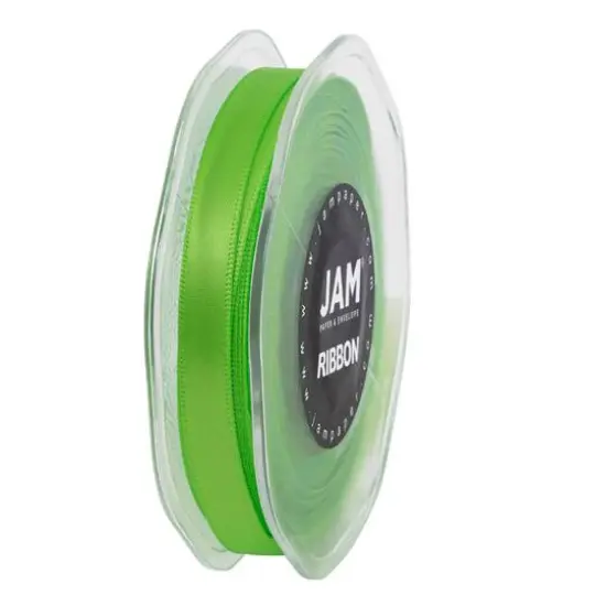 JAM Paper 3/8" x 25yd. Double Faced Satin Ribbon Lime Green {7}