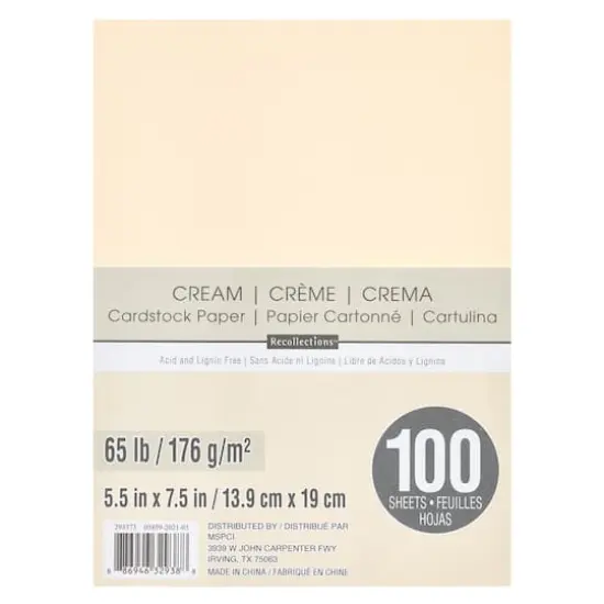 5.5" x 7.5" Cardstock Paper by Recollections&trade;, 100 Sheets Cream {1}