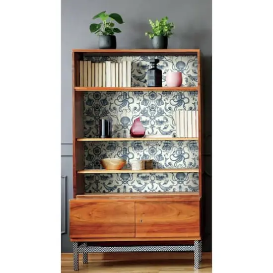 RoomMates Deep Sea Toile Peel & Stick Wallpaper Blue and White {6}