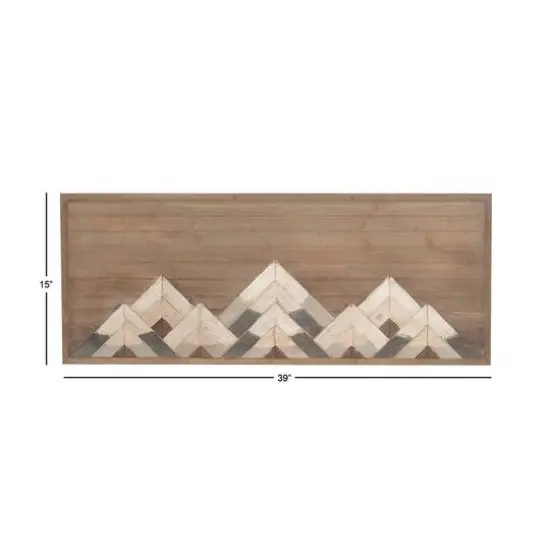 39" Brown Wood Farmhouse Abstract Wall Decor {4}