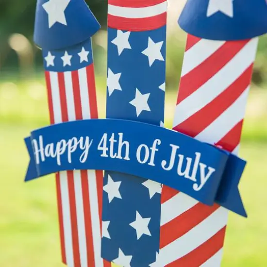 Glitzhome&reg; 30" Patriotic Firecracker Yard Stake {6}