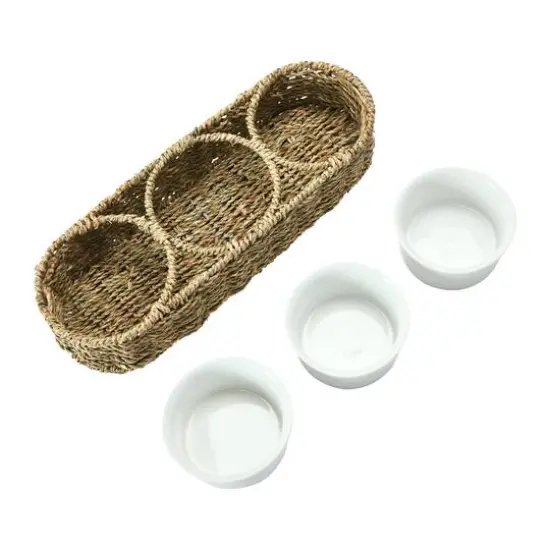 Hello Honey&reg; Hand-Woven Seagrass Basket & Ceramic Bowls Set {4}