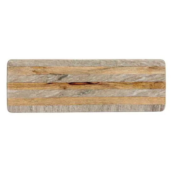 Hello Honey&reg; 21" Beige Marble & Mango Wood Stripes Cheese Board {6}