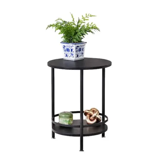 Honey Can Do Black 2-Tier Round Side Table {1}