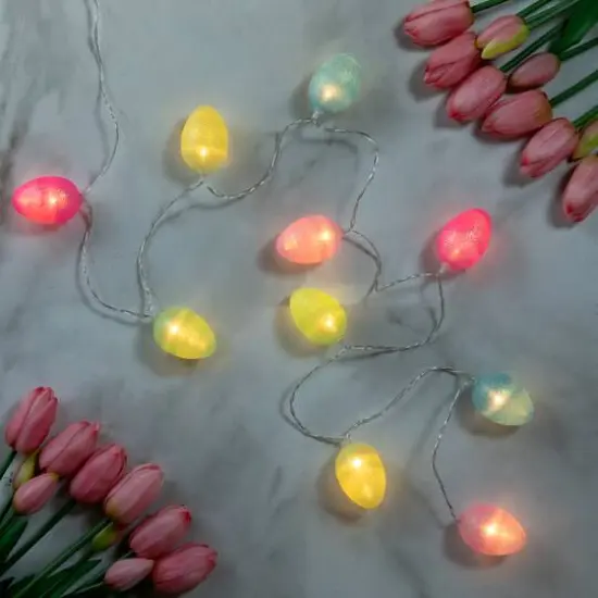 10ct. Multicolor Glitter Easter Egg LED String Lights with Clear Wire {3}