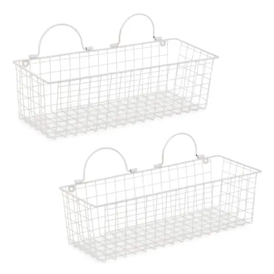 DII&reg; Medium Wire Wall Baskets, 2ct. Antique White {1}