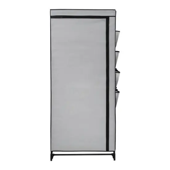 Honey Can Do 27" Gray Portable Wardrobe Closet with Cover & Side Pockets {9}