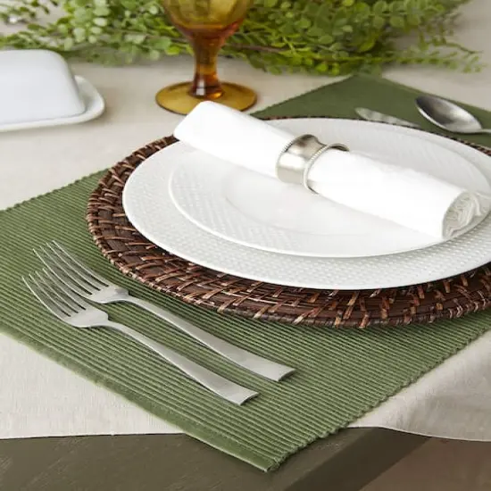 DII&reg; Ribbed Cotton Placemats, 6ct. Sage {4}
