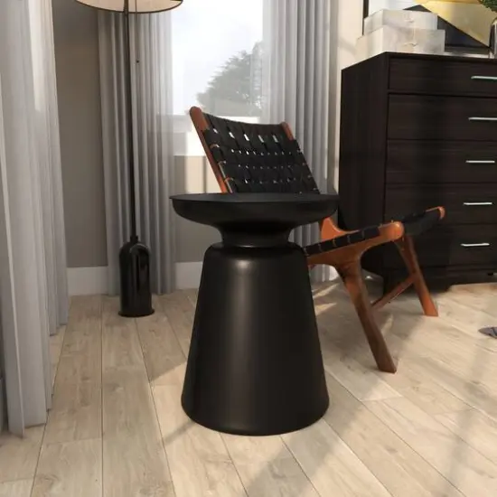 Black Metal Accent Table with Bell Shaped Base {10}