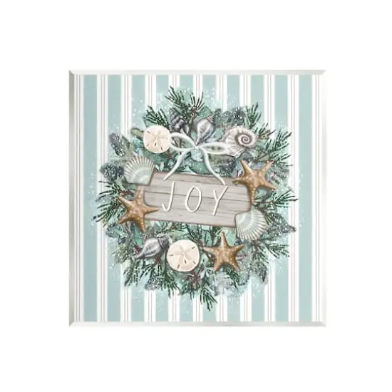 Stupell Industries Striped Joy Seashell Wreath Wall Plaque Art {1}