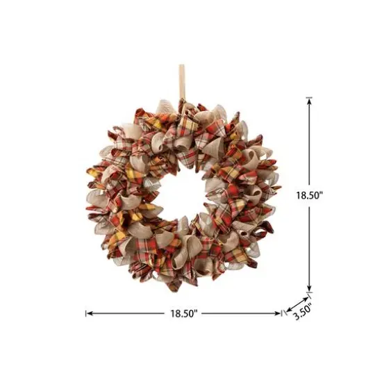 Glitzhome&reg; 18.5" Fall Plaid Fabric Wreath {14}