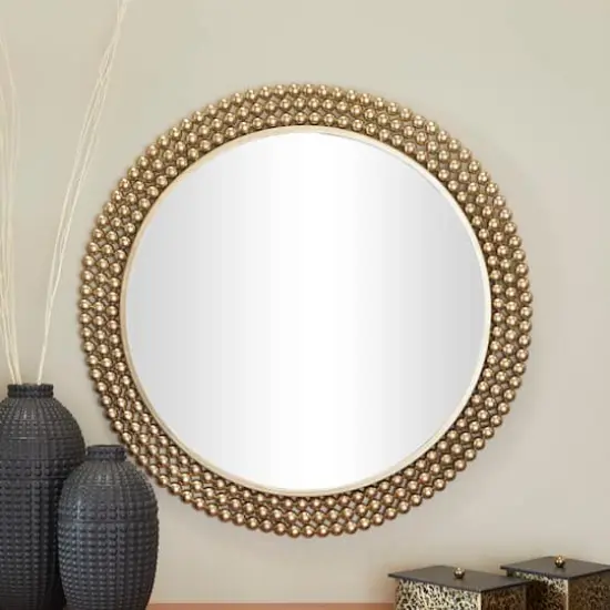 CosmoLiving by Cosmopolitan Brass Metal Ball Wall Mirror with Beaded Detailing 32" x 1" x 32" {7}
