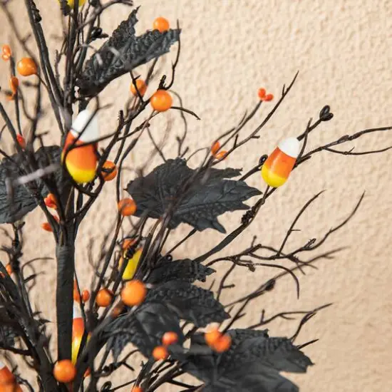 Glitzhome® 21" Lighted Halloween Candy Corn Berries Table Tree {6}