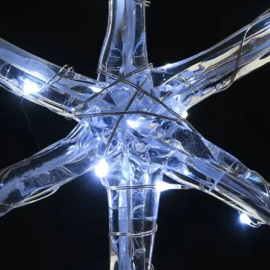 6-Point Star Ice Crystal Snowflake Pair with LED Lights {6}