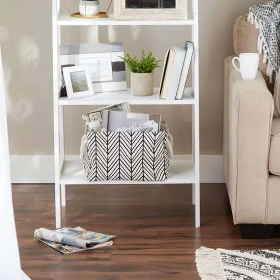 DII&reg; Small Off-White Herringbone Rectangle Fabric Bin {2}