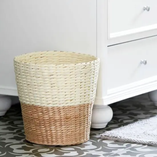 Household Essentials Natural Woven Paper Rope Waste Basket {3}